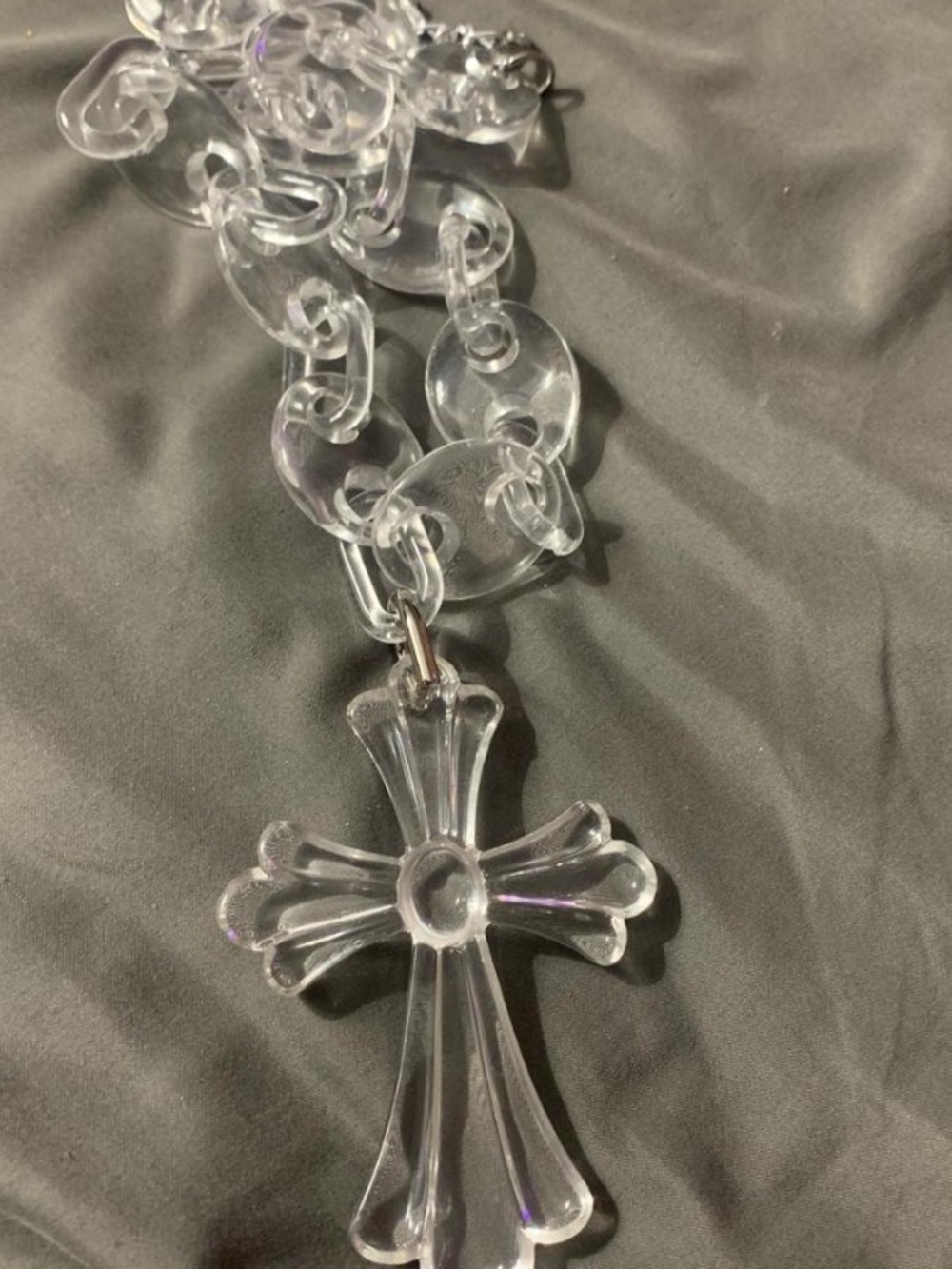 Clear Acrylic Cross Pendant Necklace - Transparent